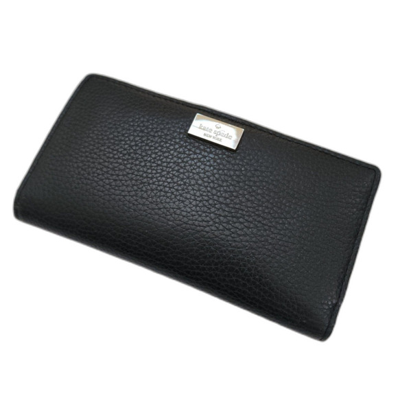 kate spade Handbags - Kate Spade Staci Pebbled Leather Continental Wallet Snap Black Gold